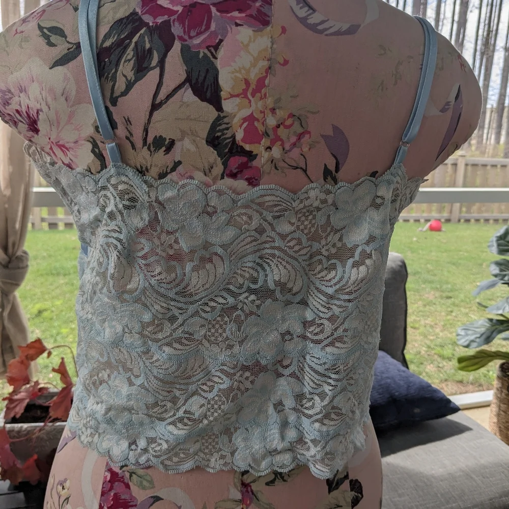 Light Blue Satin & Lace Sleep Set